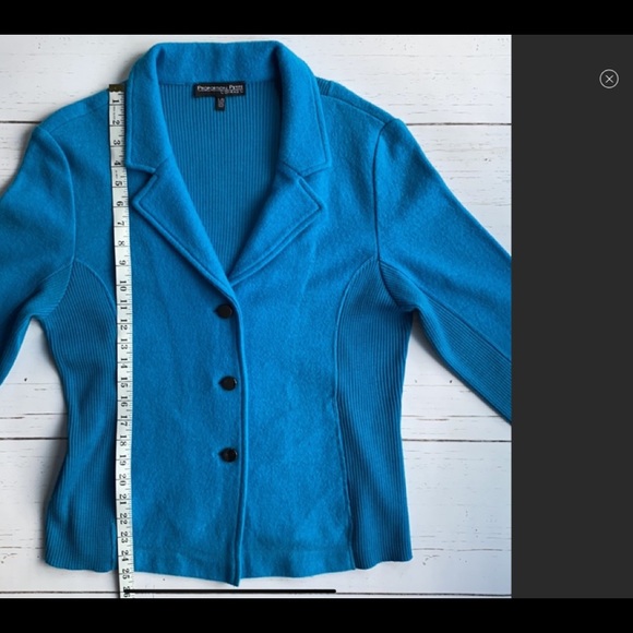 Conrad C 100% Wool Turquoise Button Sweater Blazer Size L. - Picture 3 of 7